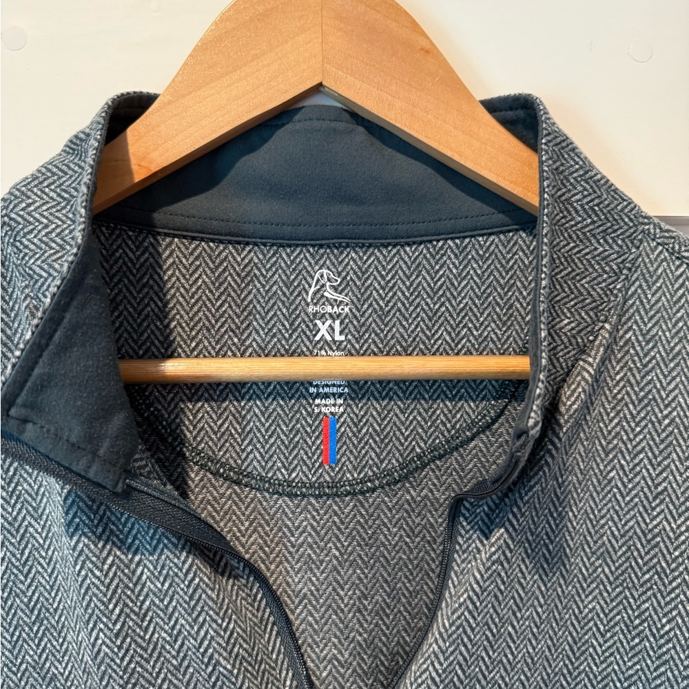 Rhoback Men's Gray Herringbone Zip-Up Sweater